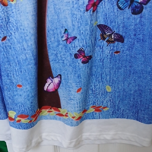Colorful Whimsical Cottage Core Tree and Butterfly Print Midi Dress Size XXL - Picture 6 of 14